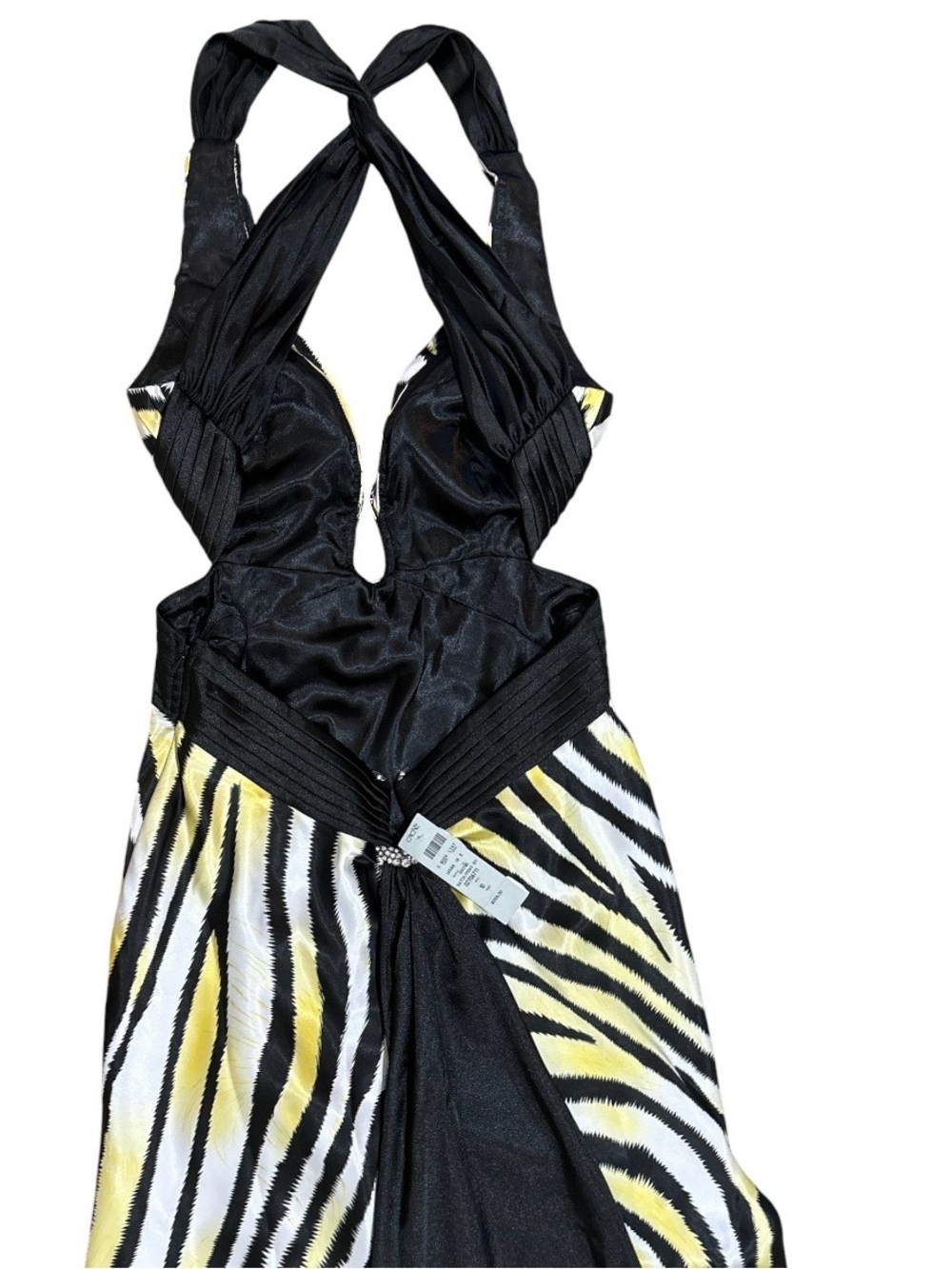 Caché Y2K Zebra Halter Maxi Gown Open Back Prom Formal Dress Sz 10 NWT - Picture 10 of 14
